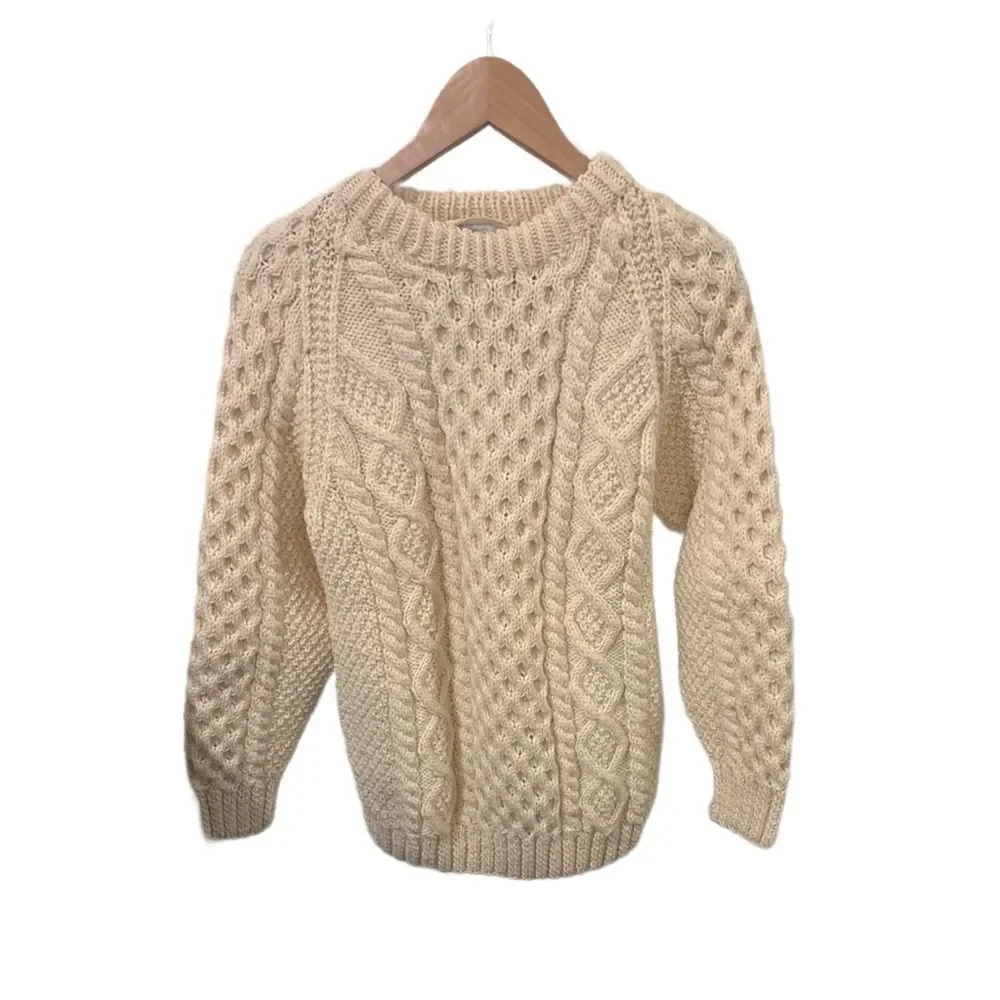 Hand knitted 100% wool Irish sweater - Picture 3 of 3